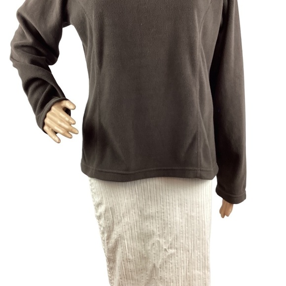 Free Country Fleece Quarter Zip Pullover Size M Brown Mock Neck - Picture 3 of 6